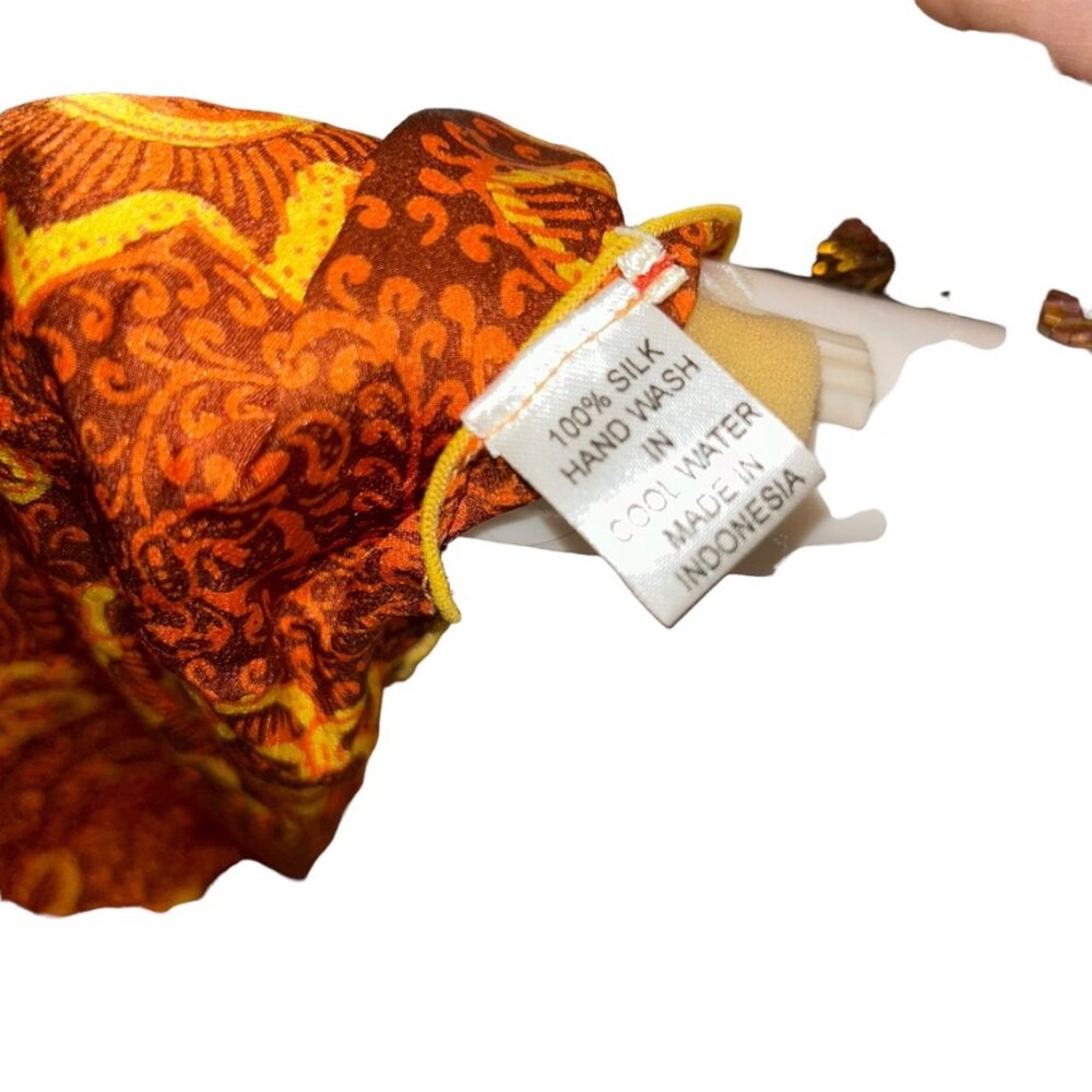 Poupette St. Barth Island indonesian Batik brown orange halter dress cov… - Picture 3 of 8